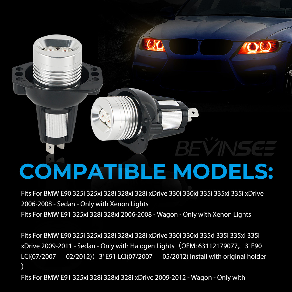 BMW E90 E91 LCI 2008 2009 2010 2011 LED Angel Eyes Upgrade Halo Rings Bulbs  A20