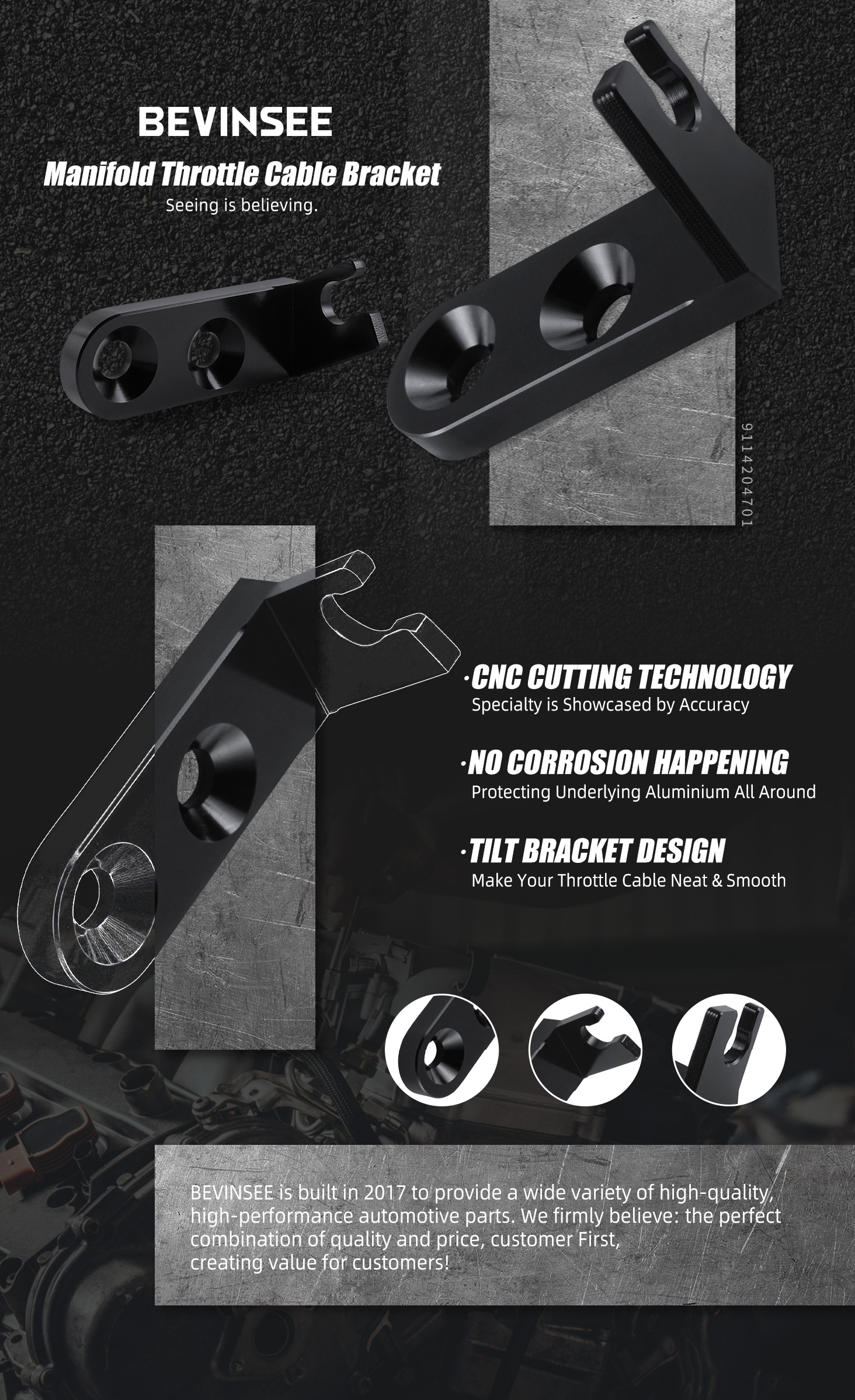 Car Aluminum Manifold Throttle Cable Bracket Fit For Honda Civic B