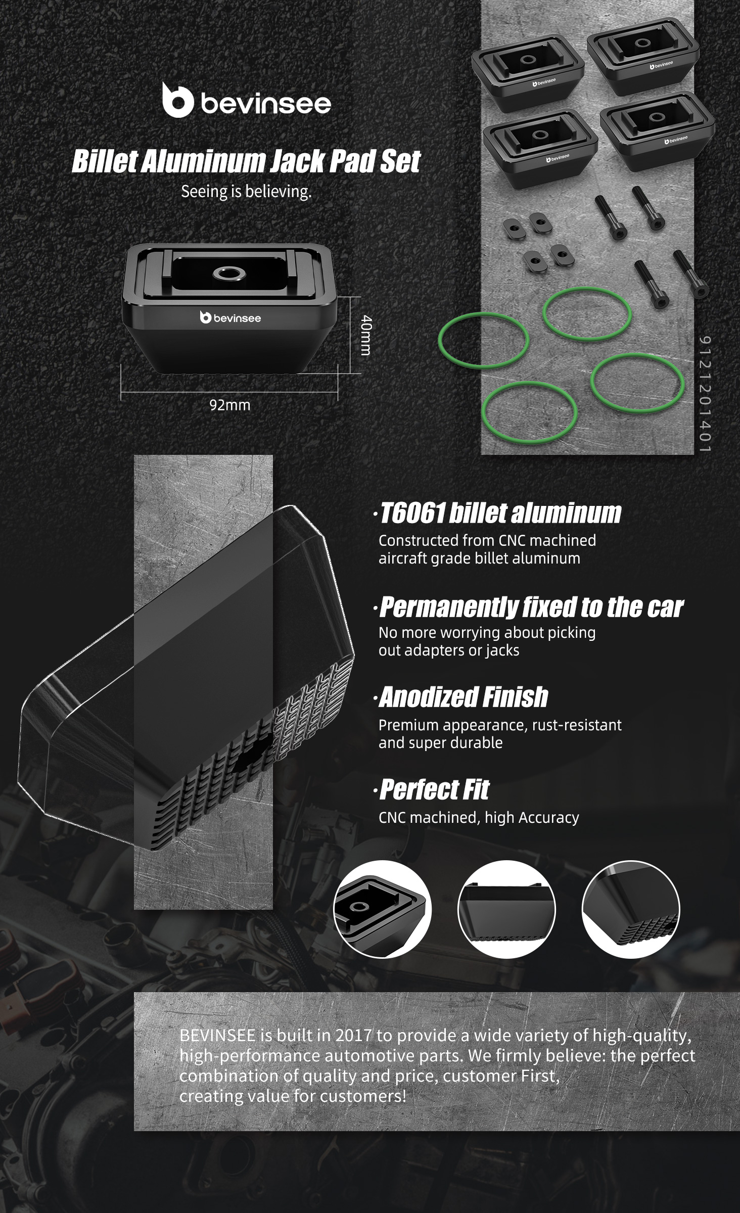 Zikefest Lot De 4 Coussinets De Cric Compatibles Avec BMW E82 E90 F10 F07 F02 E84 E91 E92 F18 F01, Pièce De Rechange OEM # 51717237195, 51717123311